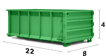 20 Yards roll-off dumpster with dimensions