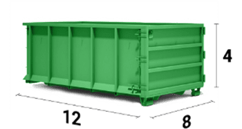 15 Yards roll-off dumpster with dimensions