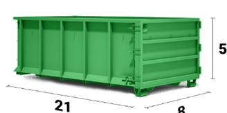 30 Yards roll-off dumpster with dimensions